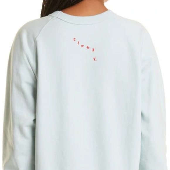 Clare V. Pale Blue Sweatshirt with Poppy Lips - Picture 6 of 8